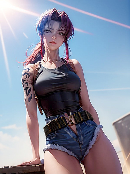 Revy from Black Lagoon in Ultra-Detailed Waist Shots for Intense Hentai Pleasure