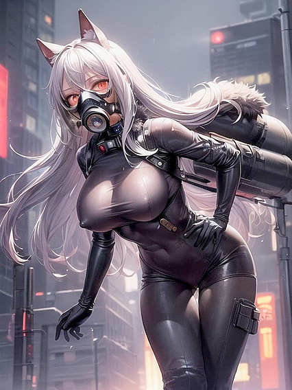 Black-Hooded Beauty Jumps into Nighttime Hentai Pleasure