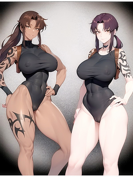 Brunette with Large Ass in Ponytail Enjoying Intense Hentai Pleasure