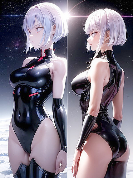 Medium-Assed Anime Girl 18+ Stares into Space in Seductive Side View