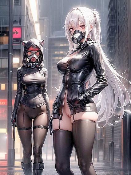 Two Lovers in Black Hooded Coats Explore Intense Hentai Pleasure