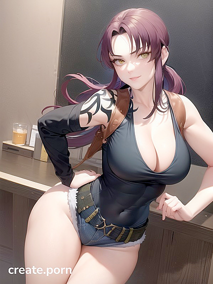 Brunette with Green Eyes Poses Seductively inHands-On-Hips Hentai Action