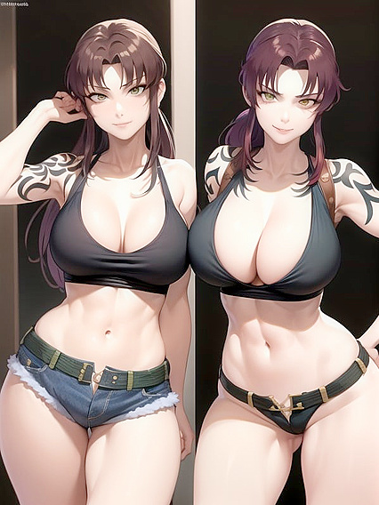 Revy from Black Lagoon Teases with Her Ponytail in Ecstatic Hentai Bliss
