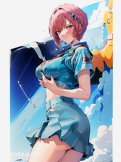 Blue-Eyed Beauty Lifts Her Skirt for Sizzling Hentai Action