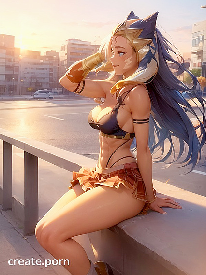 Rounded Ass Revealed as She Lifts Her Skirt in Seductive Hentai Scene