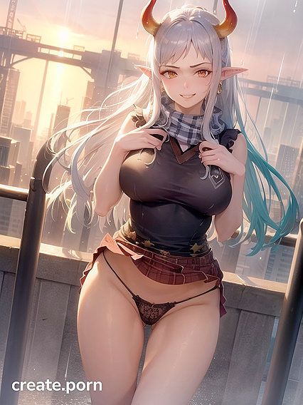 Blue-Haired Beauty Lifts Her Shirt in Snowy Hentai Bliss