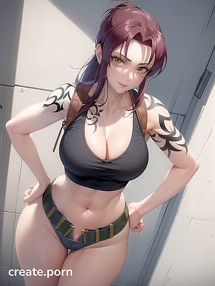 Revy from Black Lagon Shows Off Her Brunette Cleavage in Steamy Hentai Action