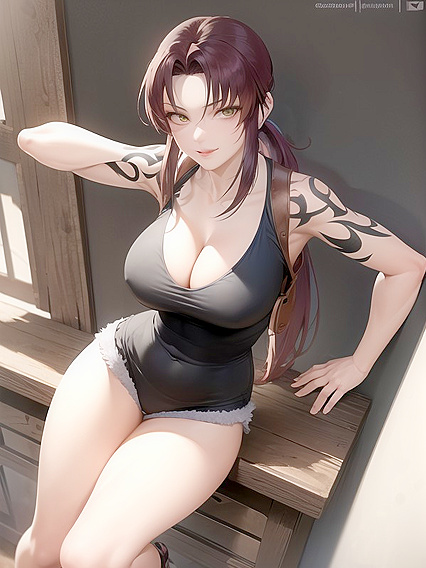 Huge Breasts and Ponytail Girl 18+ Poses Seductively in Horny Hentai Action