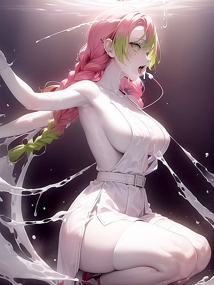 Cumming and Pissing in a Candy-Filled Basin While Fully Nude in Lactating Hentai Ecstasy