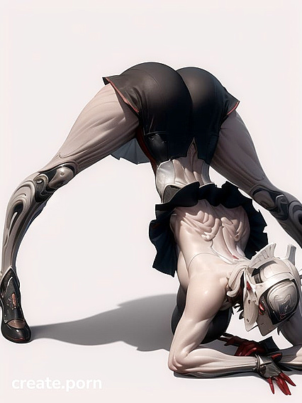 Garuda from Warframe bends over in Jack O' Lantern Pose for Steamy Skirt Hentai Action