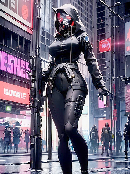 Red-Eyed Beauty in Form-Fitting Outfit Takes Center Stage in Hentai AI Action