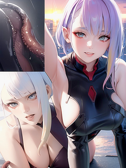 Person Poses with Hands on Hips at Sunset in Seductive Hentai Scene