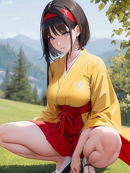 Erika from Pokémon Spreads Her Legs in a Sultry Squatting Hentai Scene