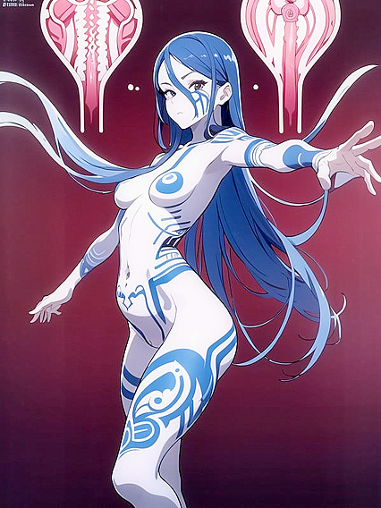 Artistically Inked Beauty with aPerfect Face in Seductive Hentai Scenes