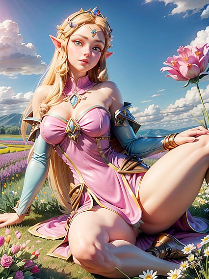 Glistening Soft Makeup in an Expansive Meadow for Seductive Hentai Pleasure