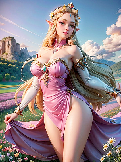 Zelda Strips Down in Panoramic Views for Sensual Hentai Pleasure