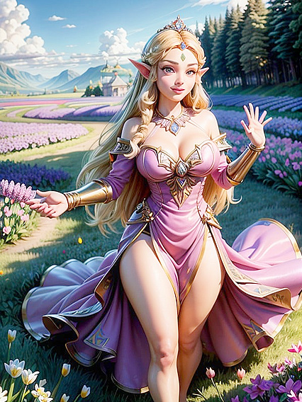 Cleavage and Soft Makeup Shine as She Reaches Out in Seductive Hentai Scenes