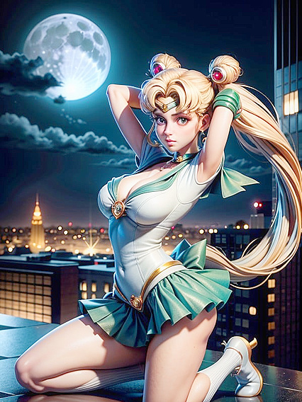 Skinny Sailor Moon Kneels for Intense Hentai Pleasure