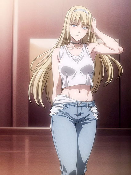 Choker-Wearing Babe in Crop Top and Jeans Dives into naughty Hentai Fun