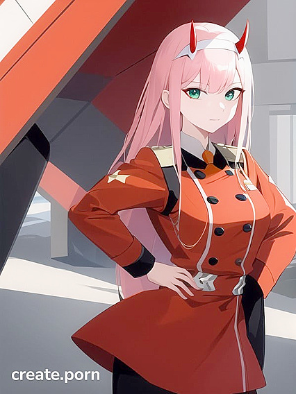 Zero Two from Darling in the Franxx Poses Seductively with Hands on Hips
