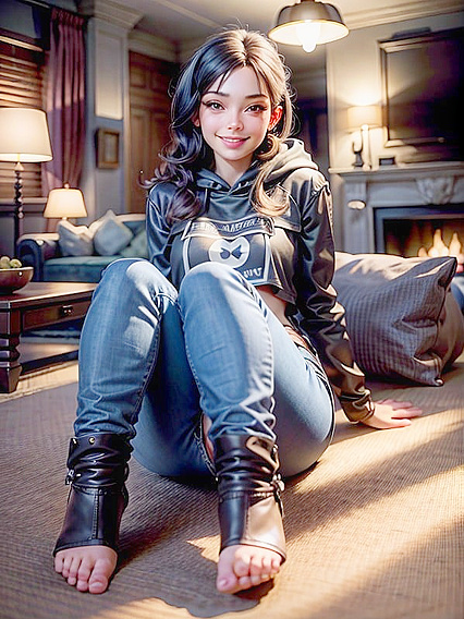Skinny Anime Girl 18+ Shows Off Her Long Legs and Sensual Feet