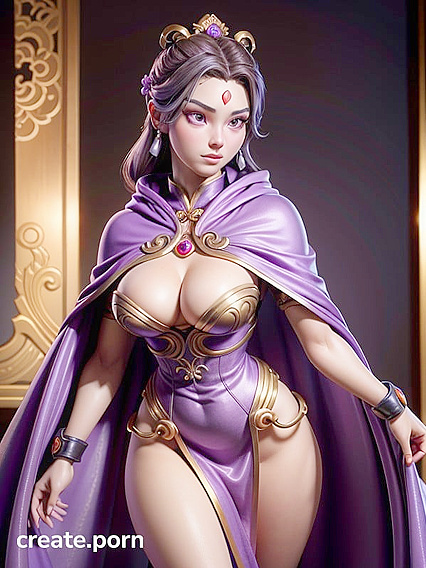Raven from Teen 18+ Titans Gets Wild with Latina Beauty in Ash-Haired Hentai Action