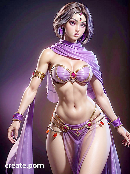 Raven from Teen 18+ Titans Seduces in Purple-Eyed Latina Fantasy Hentai Scene