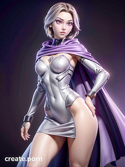 Raven from Teen 18+ Titans Seduces in a Sultry Silk Dress for Intense Hentai Pleasure