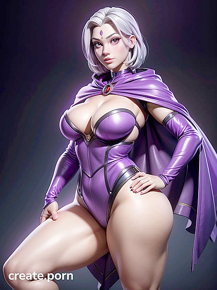 Raven from Teen 18+ Titans Seduces with Her Mysterious Purple Eyes in Steamy 3D Hentai Action
