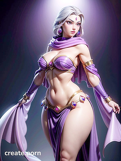 Raven from Teen 18+ Titans Seduces with Purple Eyes in Thick Hentai Action
