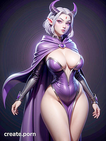 Ash-Haired Beauty with Thick Curves and Horns in Steamy Hentai Action