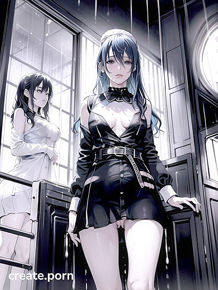 Light Blue Haired Beauty with Busty Curves Poses Seductively in Hentai AIPorn