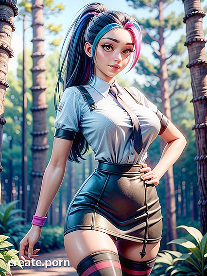 Forest Fantasy - Blouse and Thigh-High Socks in Steamy Hentai AI Image