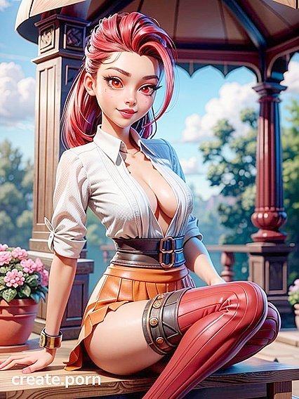 Blonde Beauty in Gazebo Undresses Seductively for 3D Hentai Pleasure