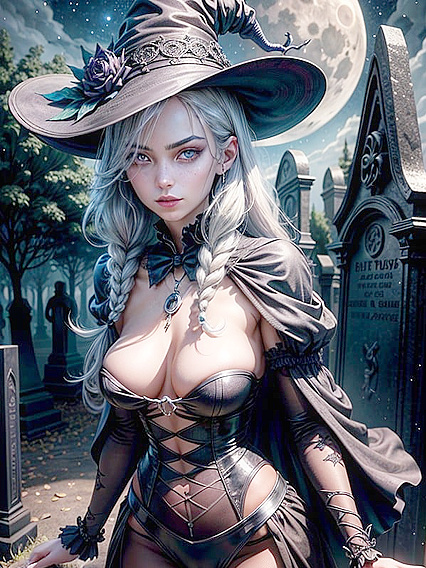 Gothic Witch Stares Into Camera for Spellbinding hentai Pleasure
