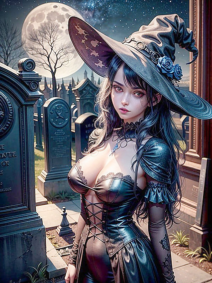 Full Moon Graveyard Passion Under the Starlit Sky