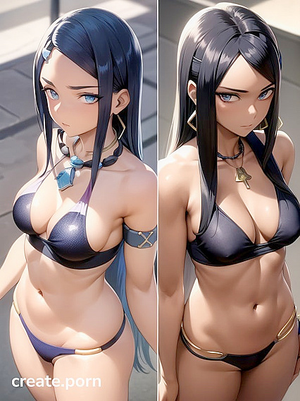 Nessa Rurina from Pokémon Seduces with Silver Hair and Golden Eyes in Hot Hentai Action