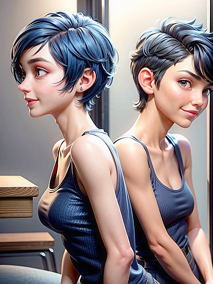 Happy Hentai Fun with Small Ass and Super Short Hair