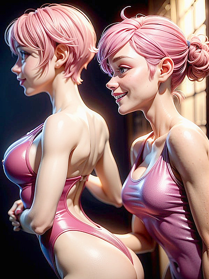 Happy swimsuit fun in side view hentai delight