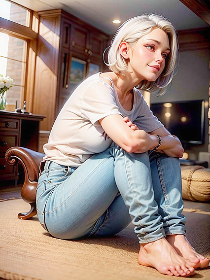 Feet Worship with Sexy Jeaned-Up Babe in Seductive Hentai Action