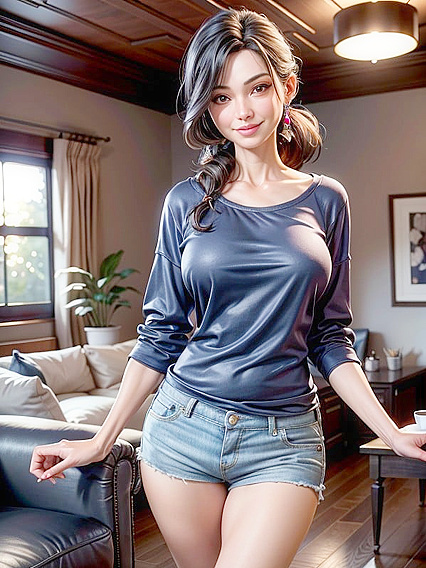 Wearing an Oversized T-Shirt at Night for Happy Hentai Pleasure