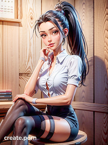 Blonde in Sporty Shorts and Blouse Gets Wild in Study Room Hentai Fun