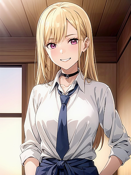 Kitagawa Marin from Sono Bisuku Dōru Wa Koi o Suru Enjoying Sunset Pleasures in Hentai AI Action