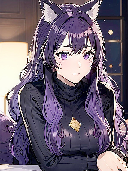 Plum Lips and Lavender Locks Adorned with a Silver Gemstone in Seductive Hentai Mastery