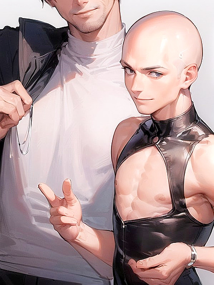 Bald Guy Enjoying Blissful Moments in Happy Hentai Action