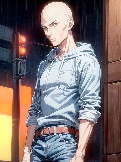 Happy Bald Guy Enjoying Intense Hentai Pleasure Moments
