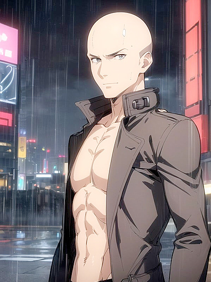 Trench-Coat Temptation in a Neon-Drenched Cyberpunk City Hentai Scene