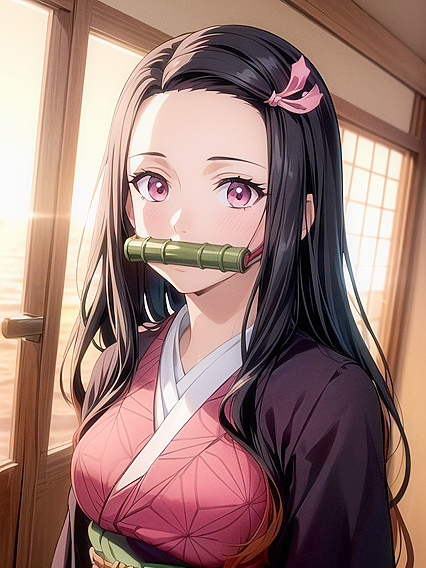 Nezuko from Demon Slayer Enjoying Sunset with Seductive Busty Shots in hentai AIPorn