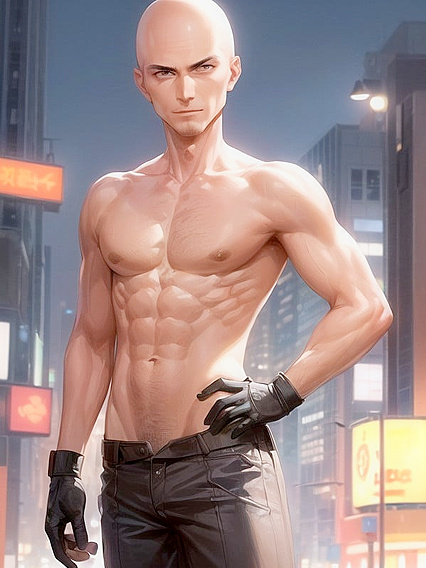 Bald Man Explores Cyberpunk City in Steamy Hentai Adventures
