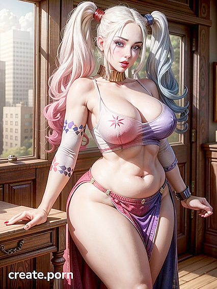 Harley Quinn as a voluptuous sex slave in seductive hentai fantasies